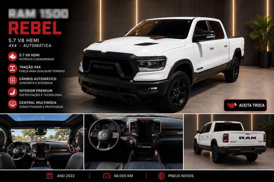 RAM 1500 5.7 V8 GASOLINA REBEL CD 4X4 AUTOMÁTICO RAM 1500 5.7 V8 GASOLINA REBEL CD 4X4 AUTOMÁTICO